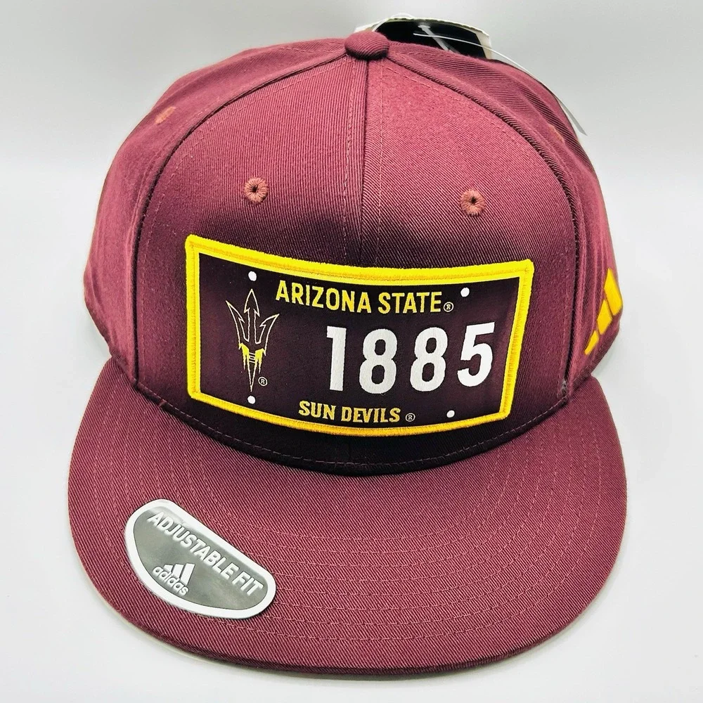 Arizona State Sun Devils Adidas Patch 1885 Hat Cap Snapback Adjustable Red NCAA